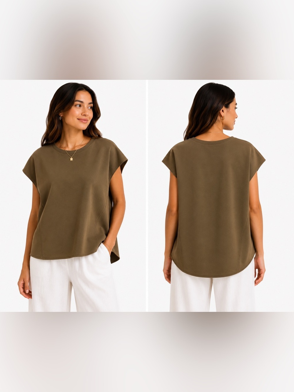 Zara Olive Green Cap Sleeve Tank Top